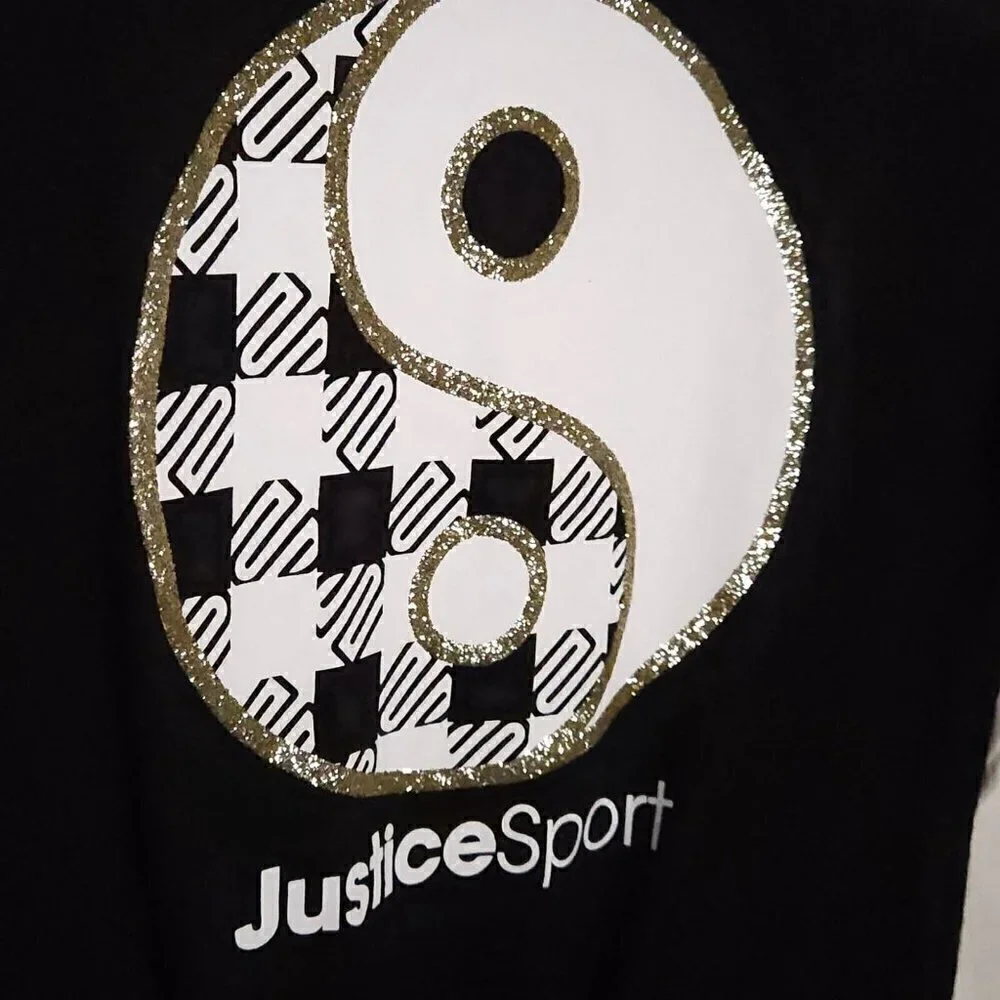 Justice Girls Black White Yin Yang Long Sleeve Top 12-14